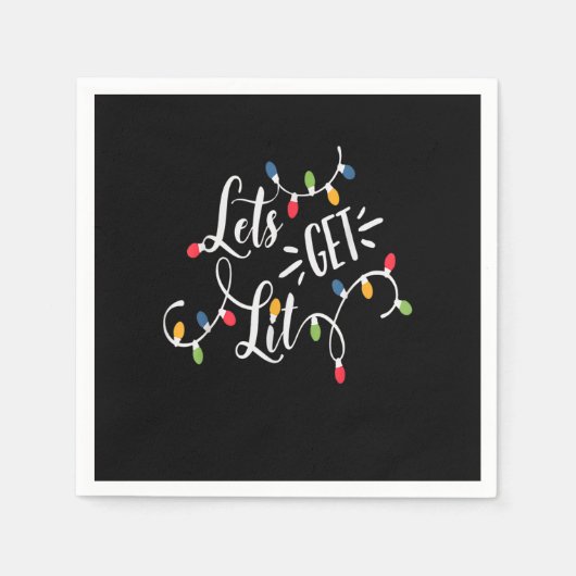 Let's Get Lit Funny Christmas Lights Xmas Maching  Servet (Voorkant)