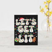 Let's Get Lit Funny Christmas Lights Xmas Pajamas Kaart (Gele Bloem)