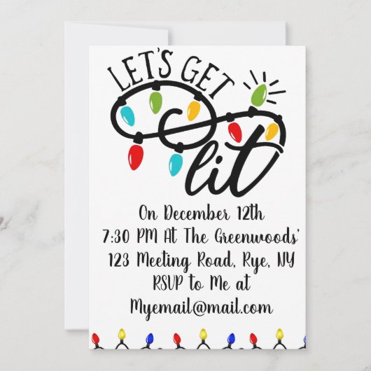 Let's get lit - funny Christmas party uitnodiging (Voorkant)