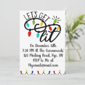 Let's get lit - funny Christmas party uitnodiging (Staand voorkant)