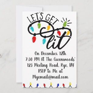 Let's get lit - funny Christmas party uitnodiging