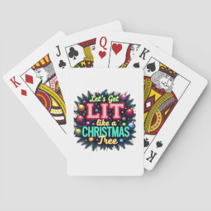 Let's Get Lit - Funny Christmas Pun Graphic Holid Pokerkaarten