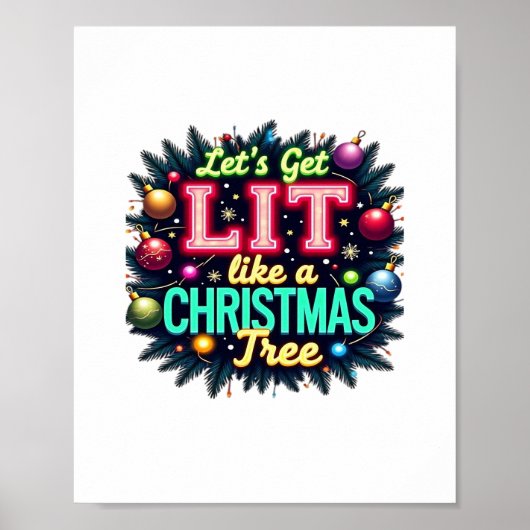 Let's Get Lit - Funny Christmas Pun Graphic Holid Poster (Voorkant)