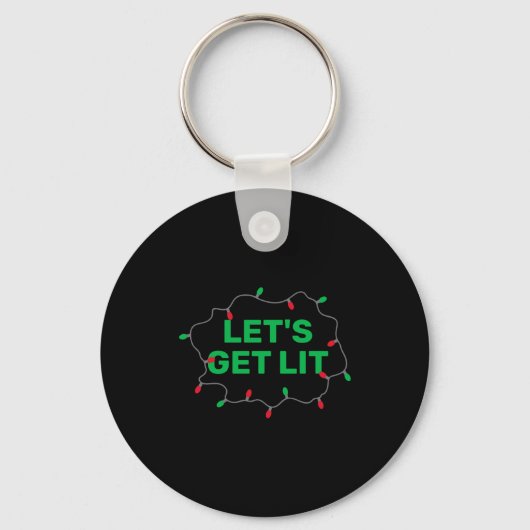 Lets Get Lit Funny Christmas Quote Sleutelhanger (Voorkant)