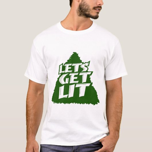 "Let's Get Lit" Funny Christmas Tree Holiday Party T-shirt (Voorkant)