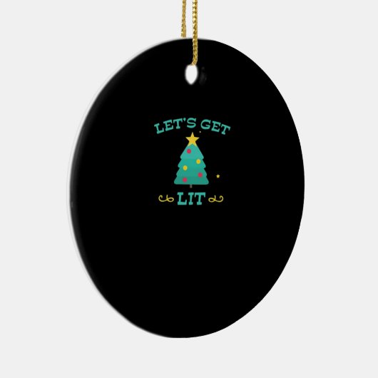 Let's Get Lit Funny Drink Drink kerstboom Keramisch Ornament (Rechts)