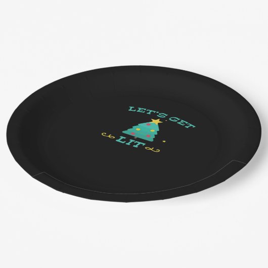 Let's Get Lit Funny Drink Drink kerstboom Papieren Bordje (Gekanteld)