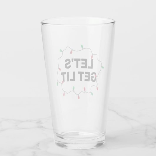 Lets Get Lit Funny Humor Christmas Quote Beer Glas (Achterkant)