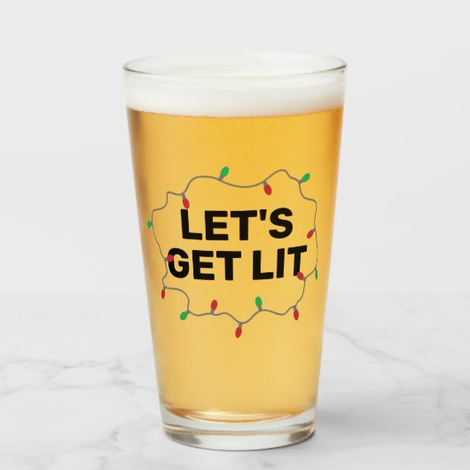 Lets Get Lit Funny Humor Christmas Quote Beer Glas (Voorkant gevuld)