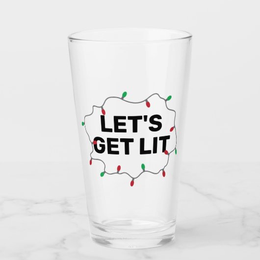 Lets Get Lit Funny Humor Christmas Quote Beer Glas (Voorkant)