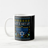 Let's Get Lit Funny Jewish Holiday Chanukah Ugly H Koffiemok (Links)