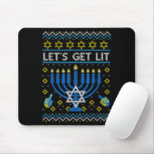 Let's Get Lit Funny Jewish Holiday Chanukah Ugly H Muismat (Met muis)
