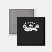 Let's Get Lit Funny Santa Beer Drink kerst Magneet (Voorkant / Achterkant)