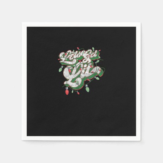 Let's Get Lit - Grappig Drink Christmas Light Gra Servet (Voorkant)