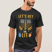 Let's Get Lit Hanukkah Jewish Menorah Holiday Chan T-shirt (Voorkant)