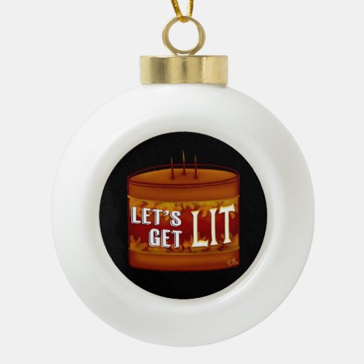 Let's Get Lit Herfst Candle Classic Keramische Bal Ornament (Voorkant)