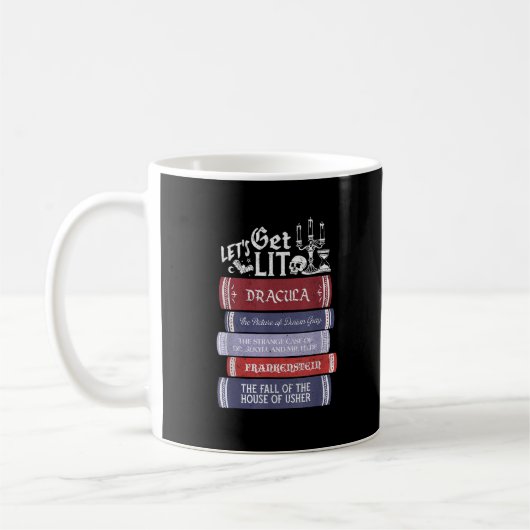 Let's Get Lit - Horror Book Lover Bookworm Koffiemok (Links)
