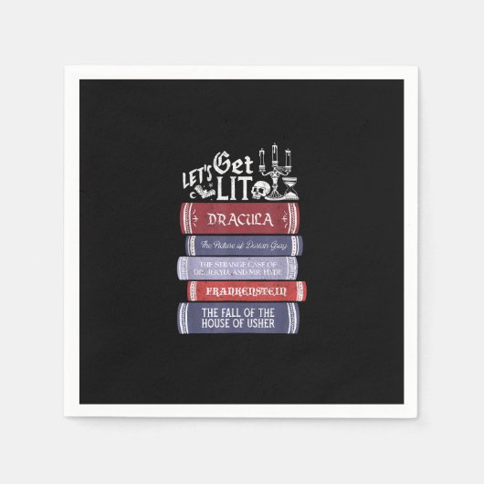 Let's Get Lit - Horror Book Lover Bookworm Servet (Voorkant)