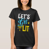 Let's Get Lit Menorah Hanukkah Jewish T-shirt (Voorkant)
