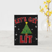 Let's Get Lit Red Buffalo Plaid Christmas Pajama D Kaart (Gele Bloem)
