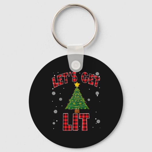 Let's Get Lit Red Buffalo Plaid Christmas Pajama D Sleutelhanger (Voorkant)