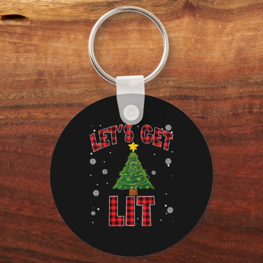 Let's Get Lit Red Buffalo Plaid Christmas Pajama D Sleutelhanger (Voorkant)