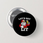 Let's Get Lit Santa Claus Drinking Beer Christmas Ronde Button 5,7 Cm (Voorkant /achterkant)