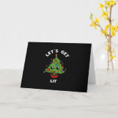 Let's Get Lit - Schattige Grappig Kerstboom Ontwer Kaart (Gele Bloem)