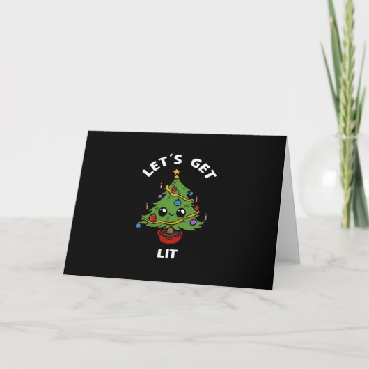 Let's Get Lit - Schattige Grappig Kerstboom Ontwer Kaart (Voorkant)