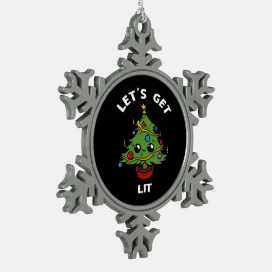 Let's Get Lit - Schattige Grappig Kerstboom Ontwer Tin Sneeuwvlok Ornament (Links)