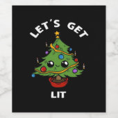 Let's Get Lit - Schattige Grappig Kerstboom Ontwer Wijn Etiket (Enkel label)