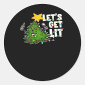 Let's Get Lit Tipsy Christmas Tree Classic Ronde Sticker (Voorkant)