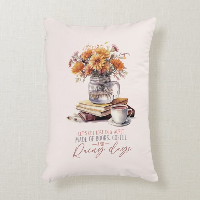 Let's Get Lost - Boeken, koffie en regen rustiek Accent Kussen (Voorkant(Verticaal))