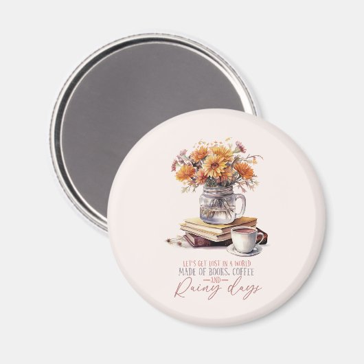 Let's Get Lost - Boeken, koffie en regen rustiek Magneet (Voorkant / Achterkant)