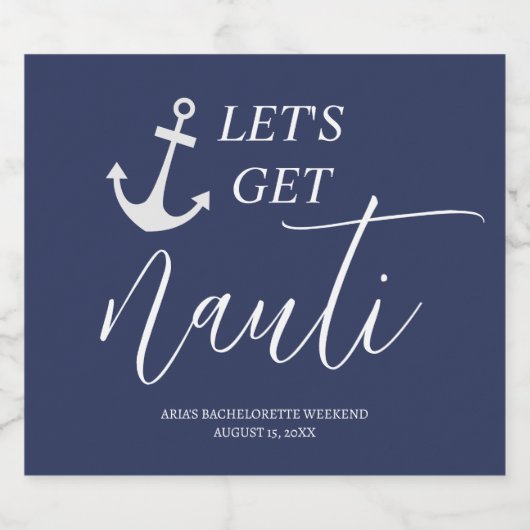 Let's Get Nauti Wijn & Sekt Label Sparkling Wijnetiket (Enkel label)