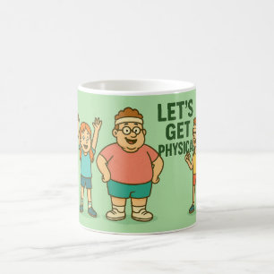 Let's Get Physical - Grappige Retro Fitness Cartoo Koffiemok