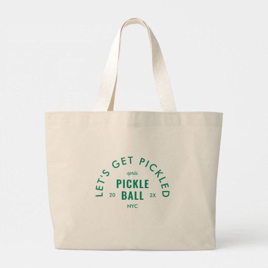 Let's Get Pickled Après Pickle Ball Custom Crest Grote Tote Bag (Achterkant)