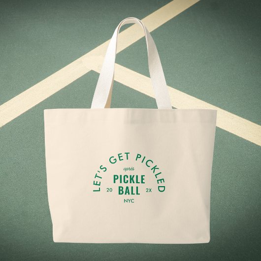 Let's Get Pickled Après Pickle Ball Custom Crest Grote Tote Bag
