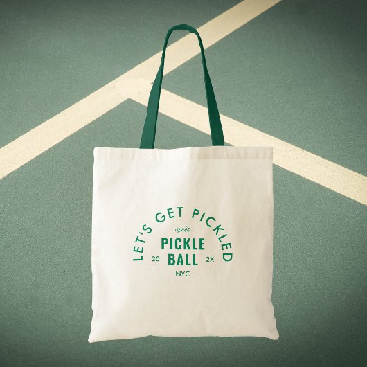 Let's Get Pickled Après Pickle Ball Green Handle Tote Bag