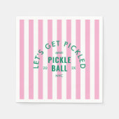 Let's Get Pickled Après Pickleball Pink Stripe Servet (Voorkant)