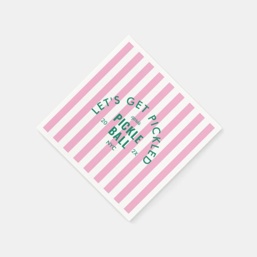 Let's Get Pickled Après Pickleball Pink Stripe Servet (Hoek)