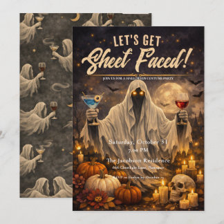 Let's Get Sheet Faced Halloween Costume Party Kaart