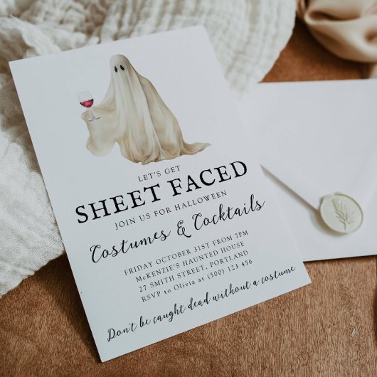 Let's Get Sheet Faced Halloween Invitation Kaart