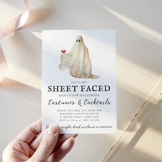 Let's Get Sheet Faced Halloween Invitation Kaart