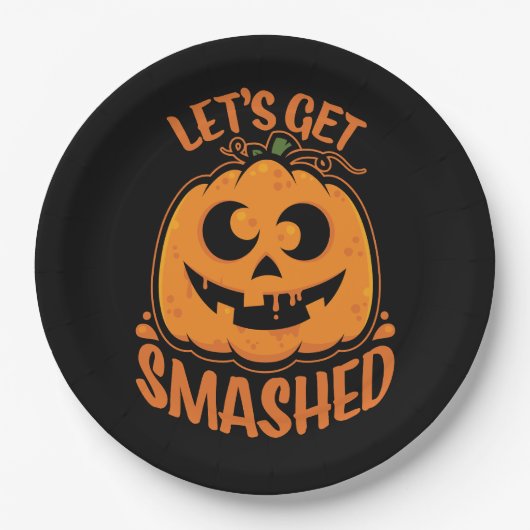 Let's Get Smashed Tipsy Halloween Jack-O’-Lantern Papieren Bordje (Voorkant)