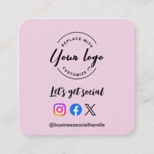 Let's Get Social Media QR code website Pink Custom Vierkante Visitekaartje