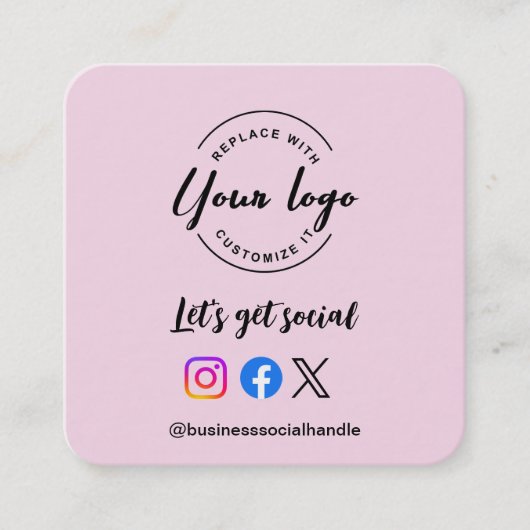 Let's Get Social Media QR code website Pink Custom Vierkante Visitekaartje (Voorkant)