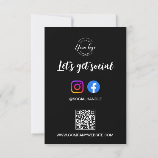 Let's Get Social Media website Custom logo QR code Kaart (Achterkant)