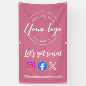 Let's Get Social Media website Custom roze Spandoek (Verticaal)
