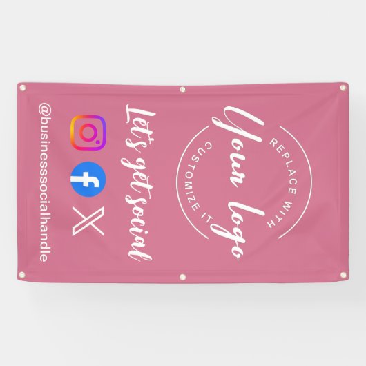 Let's Get Social Media website Custom roze Spandoek (Horizontaal)